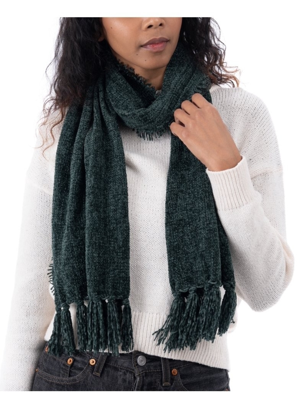 Style & Co. Dark Green Fringe Scarf for Women